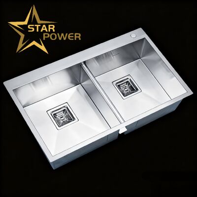 ποιότητας  STAR POWER 304 Stainless Steel Double Bowl Handmade Kitchen Sink with Customized Bowl Depth εργοστάσιο