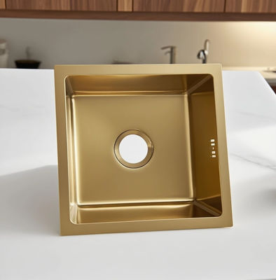 Χρυσός τετράγωνος νεροχύτης κουζίνας από ανοξείδωτο χάλυβα SUS304