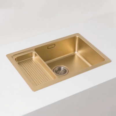 Χρυσός τόνος SUS304 Ατσάλινο νεροχύτη κουζίνας με αποχέτευση