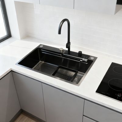 Σετ νεροχύτη κουζίνας από ανοξείδωτο χάλυβα 800mm με διπλή γούρνα, ψηλό μπαταρία και 1 έτος εγγύηση για μοντέρνες κουζίνες