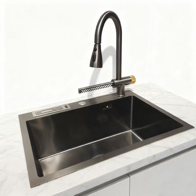 Νεροχύτης κουζίνας DeepMax Pro 10 ιντσών από ανοξείδωτο χάλυβα με ένα μπολ, εξαιρετικά βαθύ, με βουρτσισμένη επιφάνεια και επιθέματα απόσβεσης ήχου