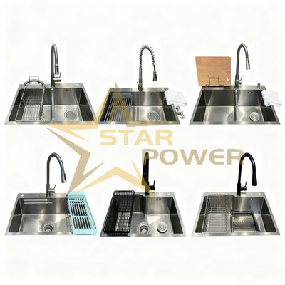 Custom-Grade 304/316 Stainless Steel Kitchen Sink with Hand-Polished Finish and Single Bowl Design