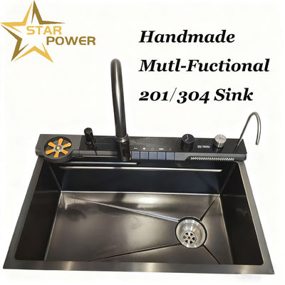 Food-Grade 304 Stainless Steel Kitchen Sink with 250-300mm Bowl Depth and 1.2-2.0mm Panel Thickness