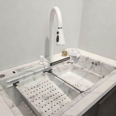 Χειροποίητο νεροχύτη από ανοξείδωτο χάλυβα με θερμοστατικό ντους Τροφική ποιότητα 304/316 και βαθειά μονό μπολ