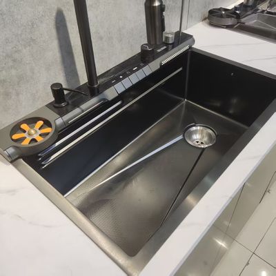 Handmade Stainless Steel Kitchen Sink with Double-Step Integrated Design and Food Grade 304/316 Stainless Steel