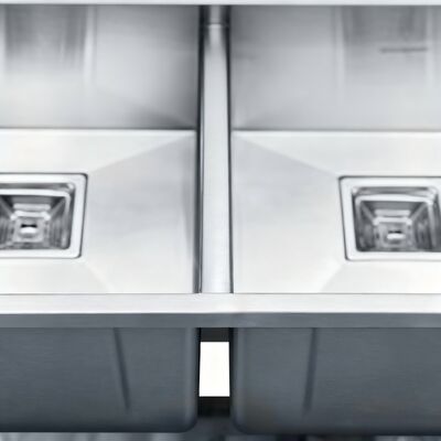 Αρχικό βούρτσισμένο φινίρισμα χειροποίητο διπλό νεροχύτη σε ανοξείδωτο χάλυβα 304 για σύγχρονες κουζίνες