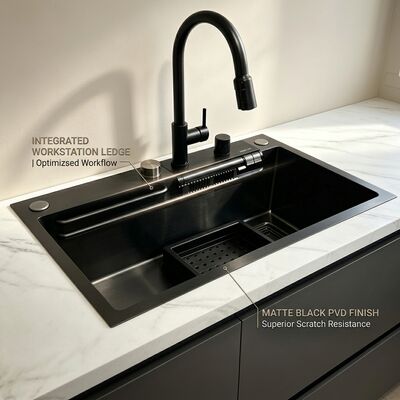 Καλή τιμή Chrome-Plated 316 Stainless Steel Single Bowl Kitchen Sink Undermount 800mm 220mm Deep Basin σε απευθείας σύνδεση