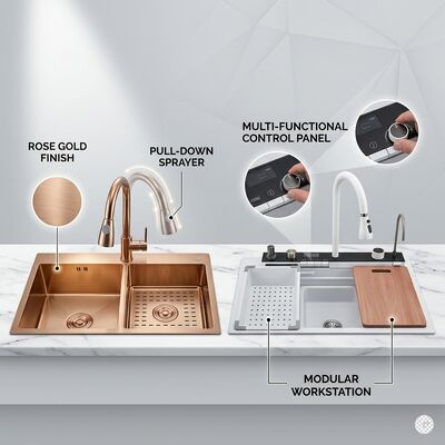 Καλή τιμή Honeycomb Nano Coating Scratch-Proof Easy-Clean 304 Stainless Steel Kitchen Sink Double Bowl 800mm 250mm Deep σε απευθείας σύνδεση