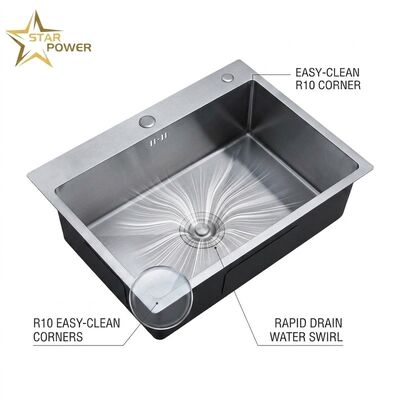 Καλή τιμή 16 Gauge 304 Stainless Steel Workstation Kitchen Sink 33x22 Inch 10 Inch Deep Basin Brushed Finish Drop-in σε απευθείας σύνδεση