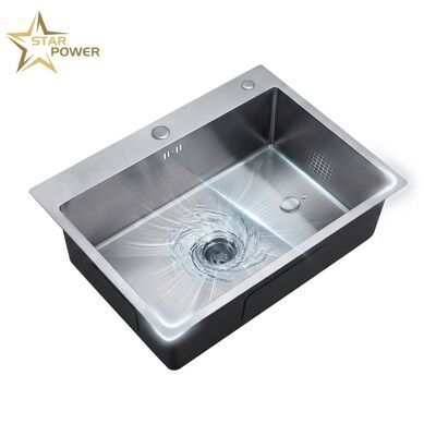 Καλή τιμή 16 Gauge 304 Stainless Steel Deep Single Bowl Kitchen Sink Drop-in 25x22 Inch 10 Inch Basin Brushed Finish σε απευθείας σύνδεση