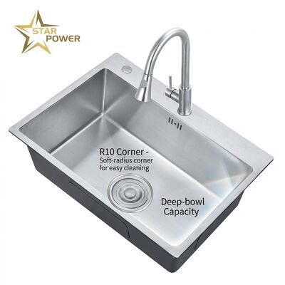 Καλή τιμή Nano Black 31x20 Undermount Handmade Kitchen Sink SUS304 Single Bowl 18 Gauge σε απευθείας σύνδεση