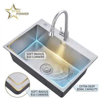 Καλή τιμή 25 Inch Drop-In Laundry Utility Sink Single Bowl 20 Gauge with Overflow Drain σε απευθείας σύνδεση