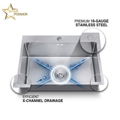 Ποιότητα 30 Inch Overmount Single Bowl Kitchen Sink 18 Gauge with Integrated Drainboard εργοστάσιο