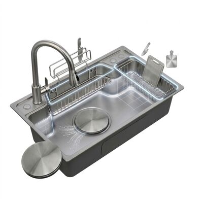 Καλή τιμή 30 Inch Farmhouse Apron Front Double Bowl Kitchen Sink 60/40 16 Gauge with Bottom Grids σε απευθείας σύνδεση